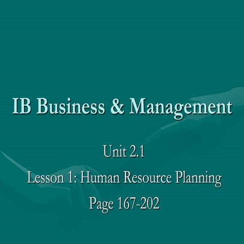 Bm Chapter 2.1 Human Resource Planning