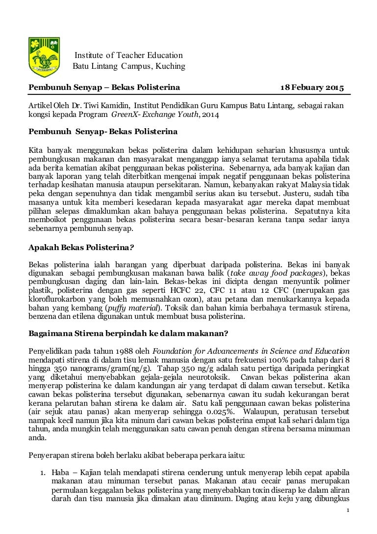 Pembunuh Senyap Polisterin