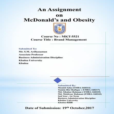 McDonalds and Obesity