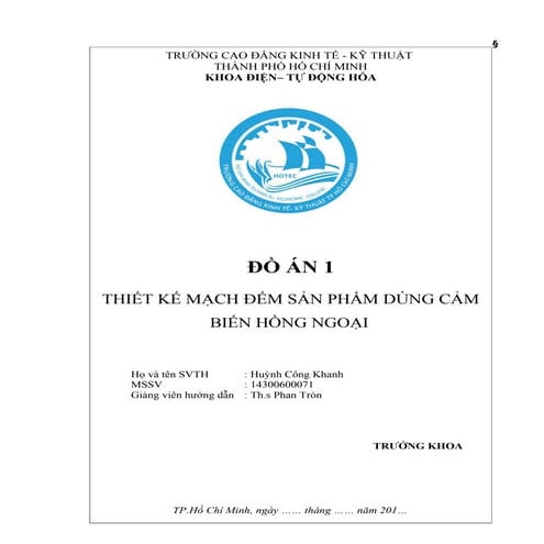 ĐỒ ÁN: Thiết kế mạch đếm sản phẩm dùng cảm biến hồng ngoại!