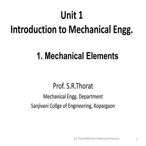 Basic Mechanical Engineering -Mechanical Elements