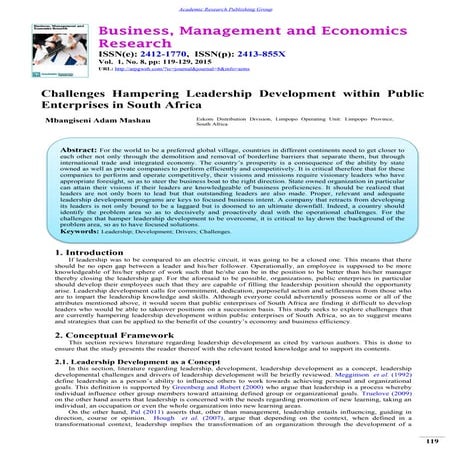 Challenges Hampering Leadership Development within Public Enterprises in Sout...