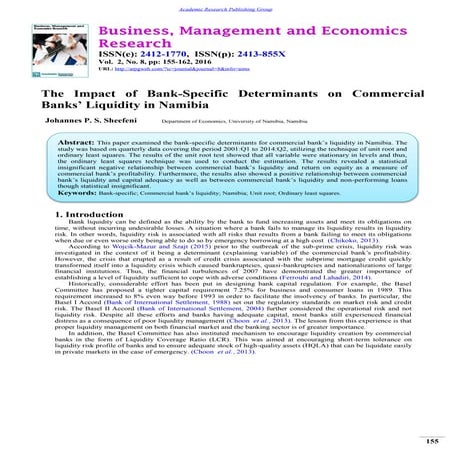 The Impact of Bank-Specific Determinants on Commercial Banks’ Liquidity in Na...