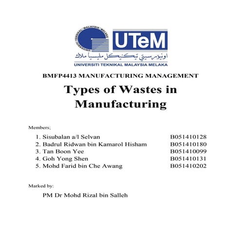 Types of Wastes in Manufacturing