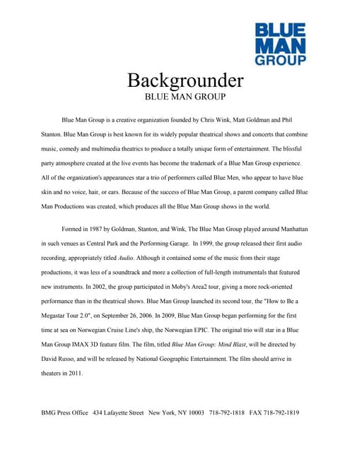 Blue Man Group Press Kit