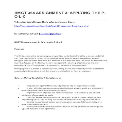 Bmgt 364 Final Project Assignment 3 Applying The P O L C Pdf