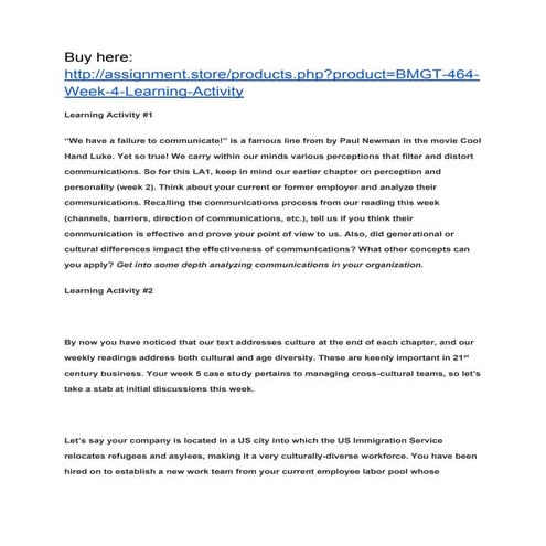 BMGT 464 Week 4 Learning Activity