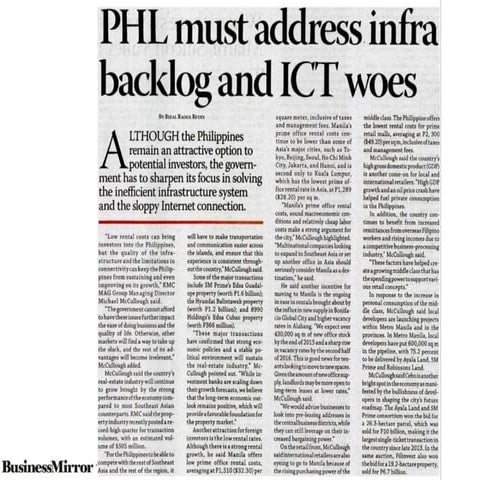 Philippines must address infrastructure backlog and ICT woes | PPTX
