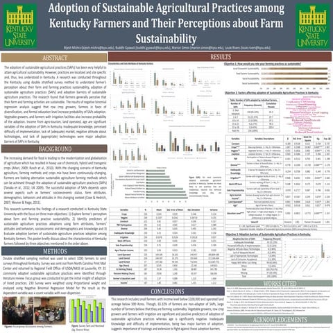Adoption of Sustainable Agriculture Practices among Kentucky Farmers and Thei...