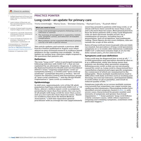 A Presentation on Long COVID Syndrome which became an alarming issue in ...