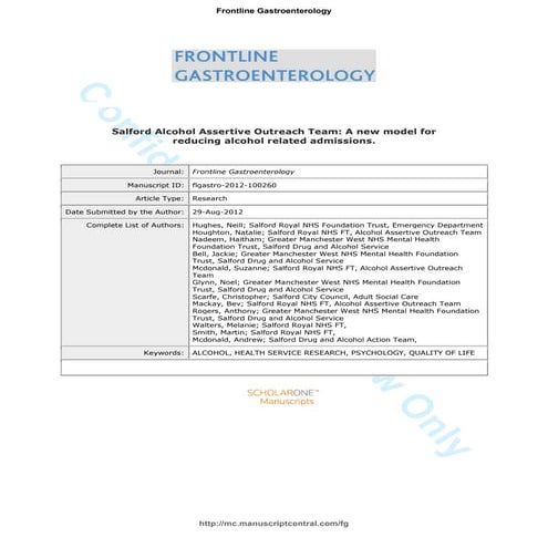 Bmj Frontline Gastroenterology August 2012 Journal Salford Alcohol Assertive ...