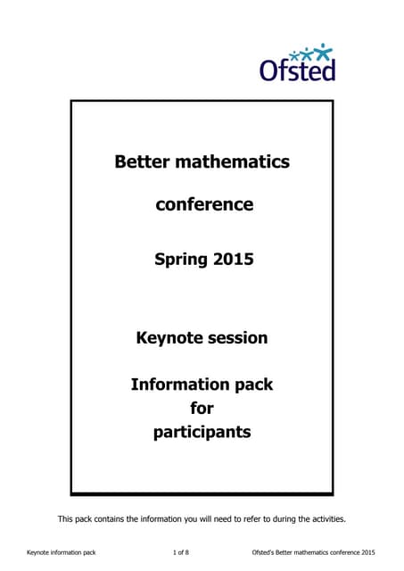 Better mathematics keynote pack spring 2015