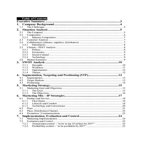 Marketing Plan - Malaysia Airlines