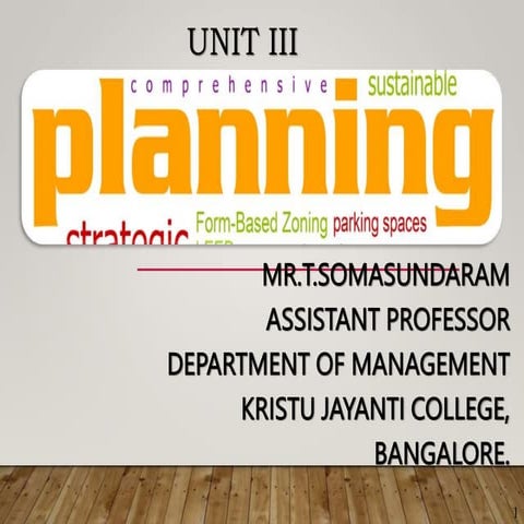 Planning and Objectives