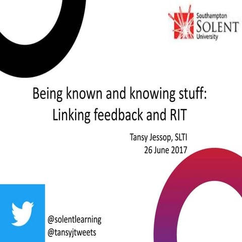 Being known and knowing stuff: linking feedback and RIT