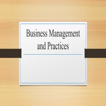 Business Management and Practices Unit 1