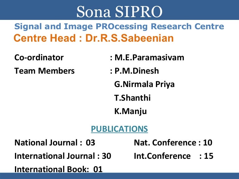 Image processingresearchsonacollege