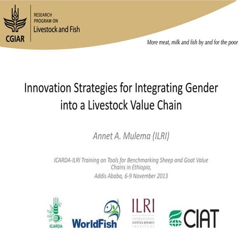 Innovation strategies for integrating gender into a livestock value chain