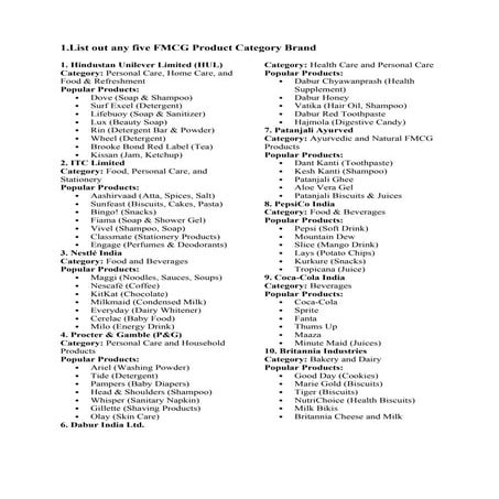 Comprehensive Overview of FMCG Brands, Product Life Cycle, and Branding ...