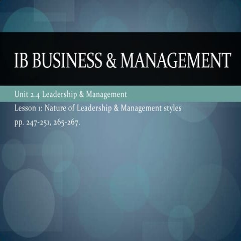 Bm Unit 2.4 Leadership & Management