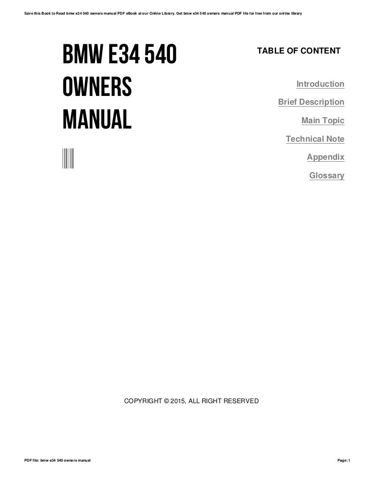 Bmw e34 540 owners manual
