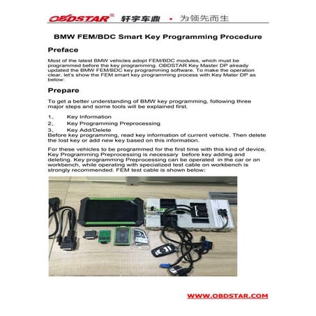 Bmw FEM BDC smart key programming with OBDSTAR X300 DP | PDF ...