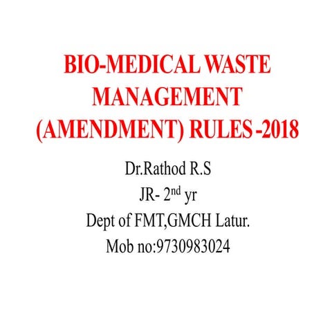 Biomedical waste management amendment rules 2018