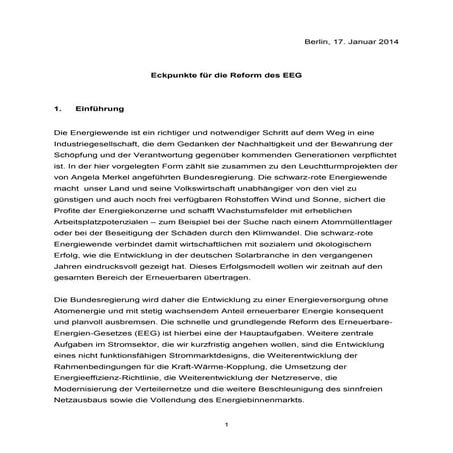 BMWi Eckpunkte Papier EEG