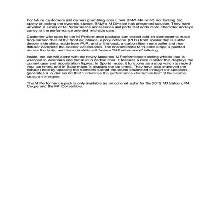 BMW M3 M4 performance accessories press release