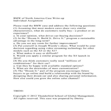 BMW of North America Case Write-upIndividual AssignmentPle.docx