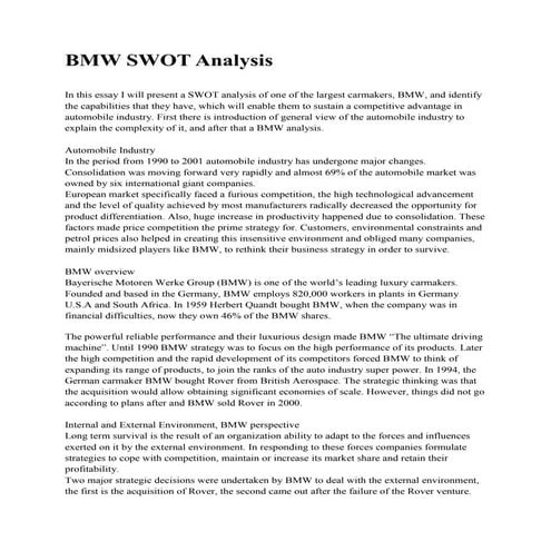 Bmw swot analysis 
