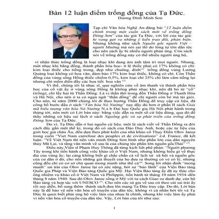 Bàn về 12 luận điểm trống đồng