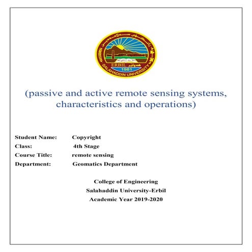 passive and active remote sensing systems,  characteristics and operations