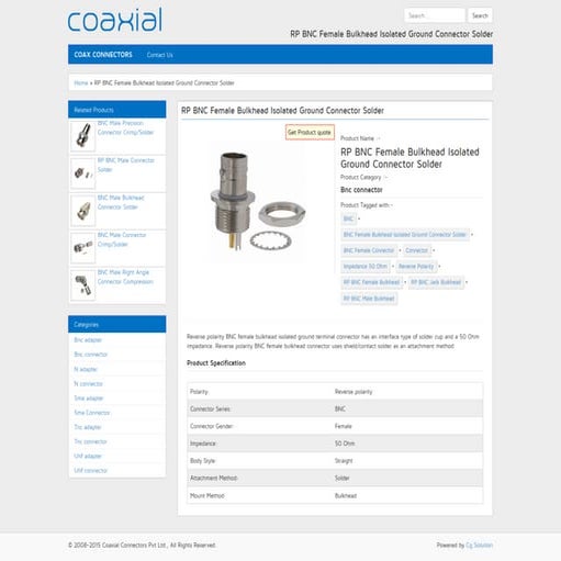 Bnc female bulkhead isolated ground connector solder PPT