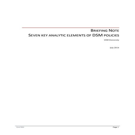 7 key analytic elements for the evaluation of DSM policies