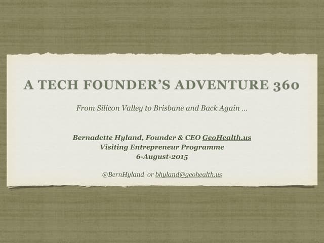 Bernadette Hyland speaks at Startup Queensland Visiting Entrepreneurs Program...