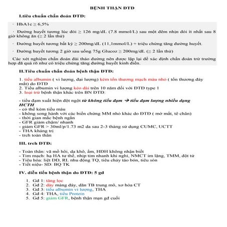 BỆNH THẬN ĐÁI THÁO ĐƯỜNG