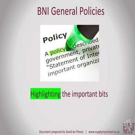 BNI Policies