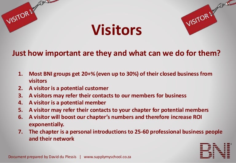BNI Visitors
