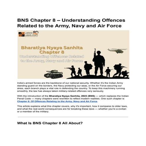 BNS Chapter 8 – Understanding Offences Related to the Army, Navy and Air Forc...