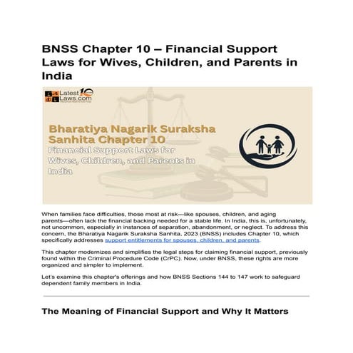 BNSS Chapter 10 – Financial Support Laws for Wives, Children, and Parents in ...