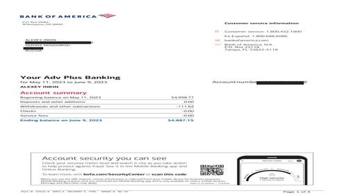 Bank of America Statement