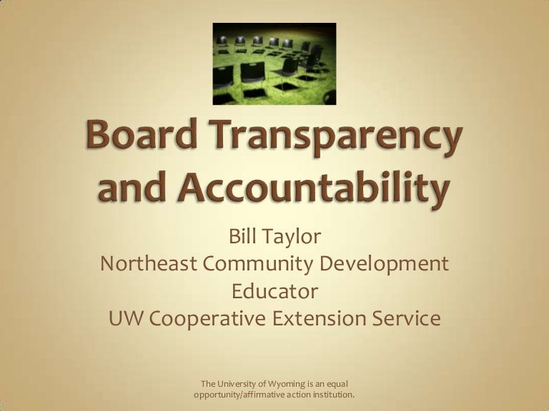 Board Transparency And Accountability