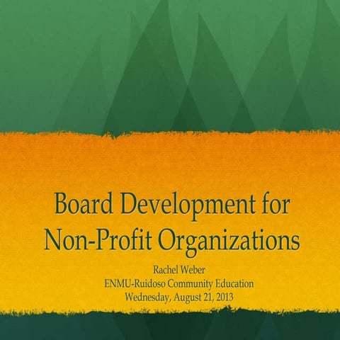 Board development for non profit organizations