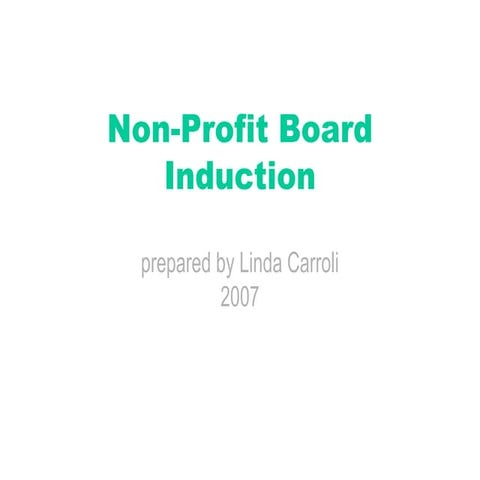 Non-Profit Board Induction