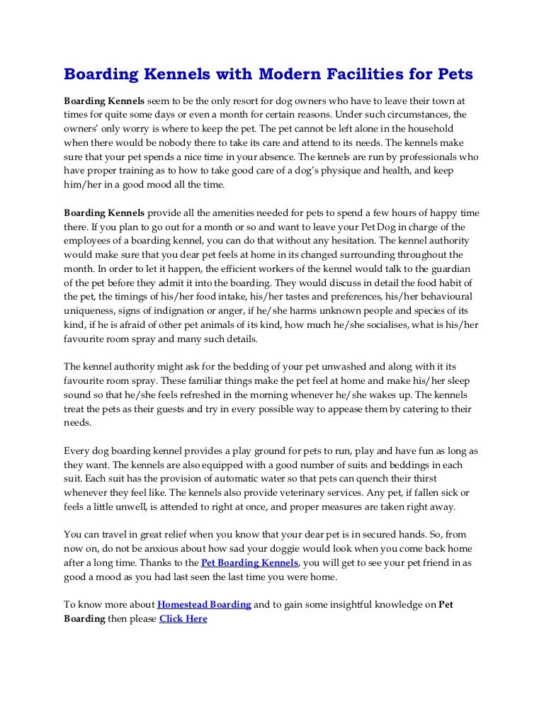 homestead boarding kennels