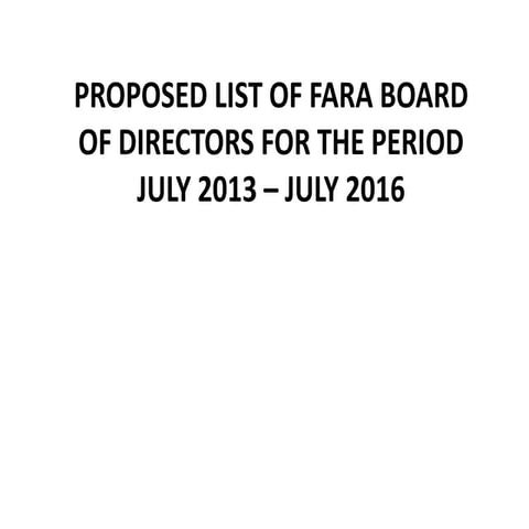Board membership list for 2013 2016