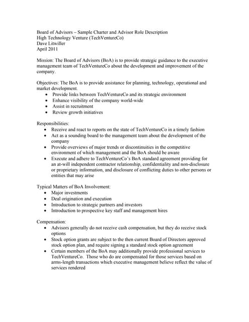 Sample Board Charter Appendix A Pdf