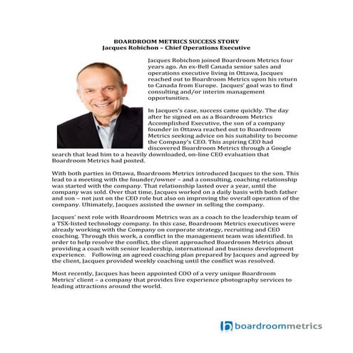 Boardroom Metrics Success Story - Telecom Executive