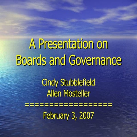Boards And Governance Presentation
